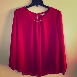 Red multi-layered red blouse